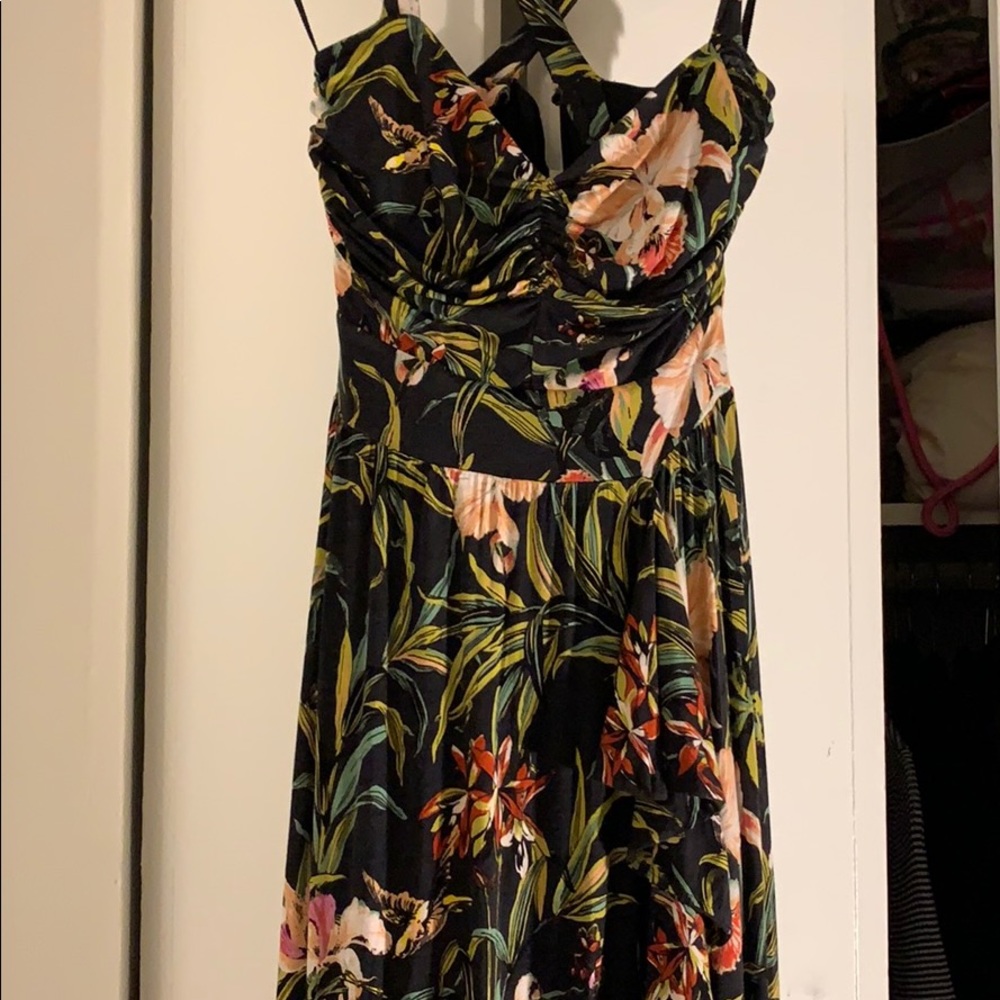 Anthropologie full length ruffle wrap dress